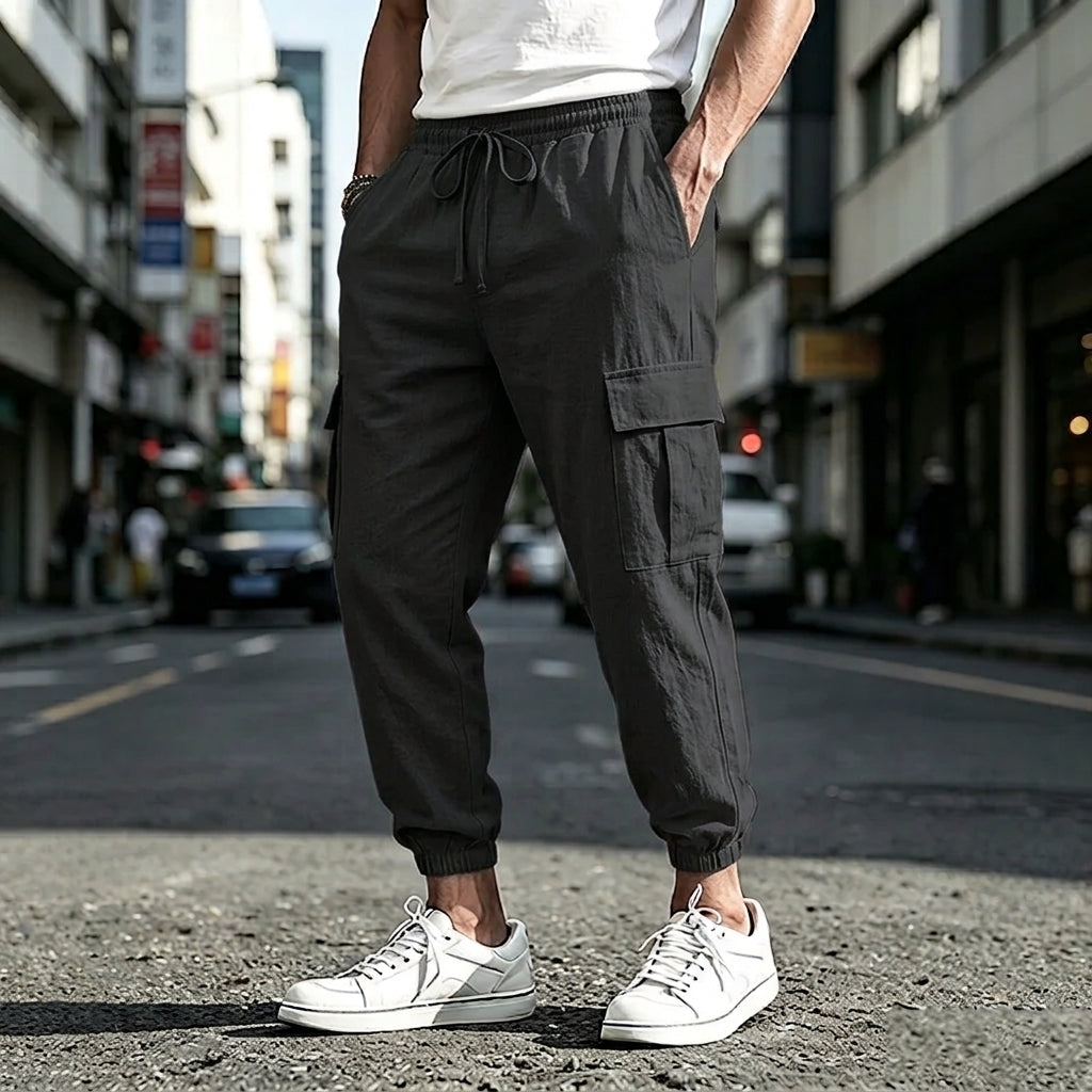 Cotton-Linen Cargo Trousers