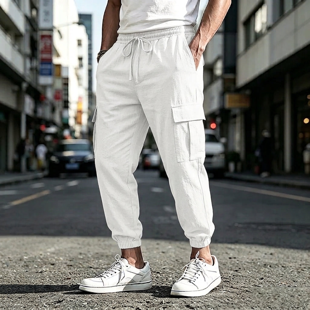 Cotton-Linen Cargo Trousers