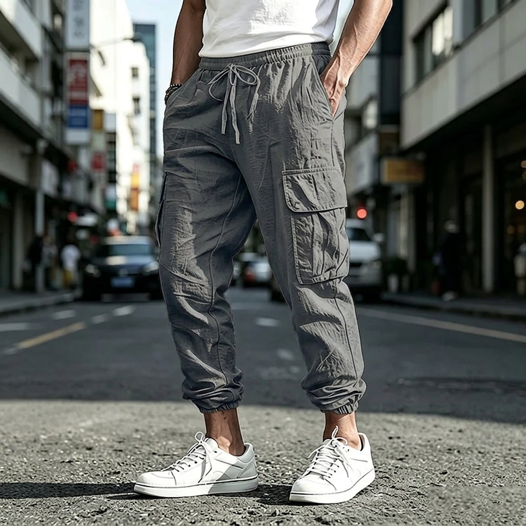 Cotton-Linen Cargo Trousers