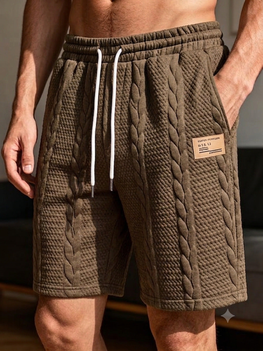 Textured Knit Drawstring Shorts