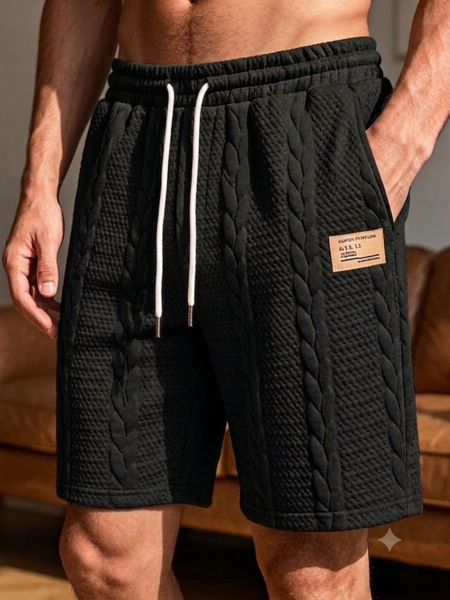 Textured Knit Drawstring Shorts
