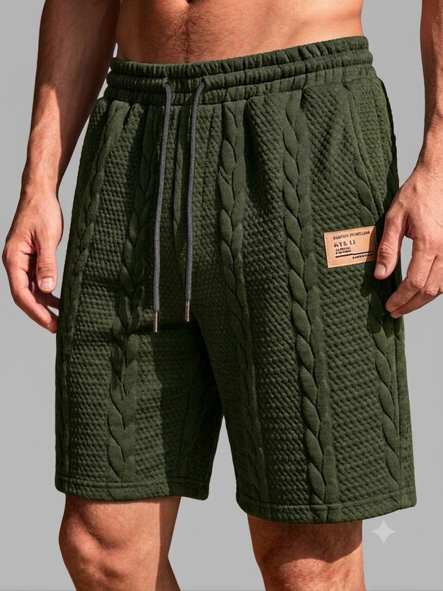 Textured Knit Drawstring Shorts