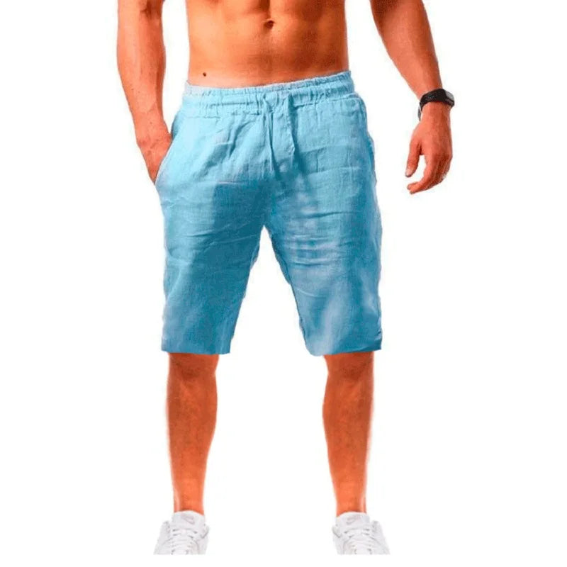 Cotton-Linen Drawstring Shorts