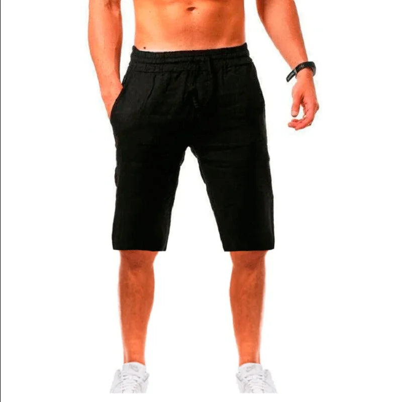 Cotton-Linen Drawstring Shorts