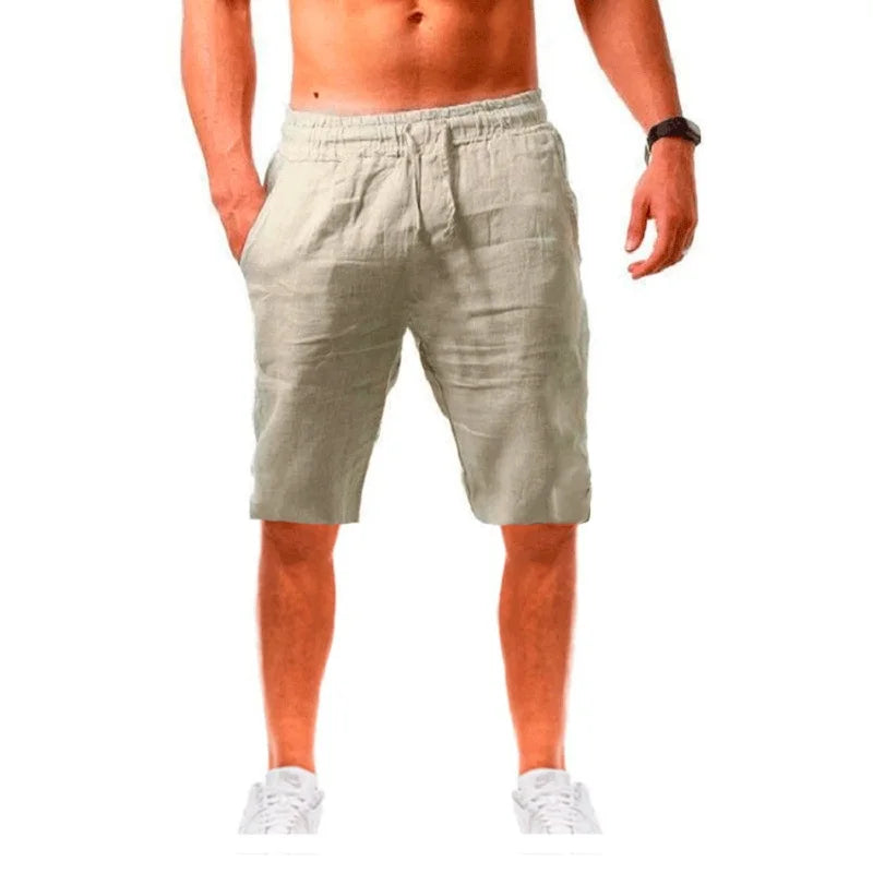 Cotton-Linen Drawstring Shorts