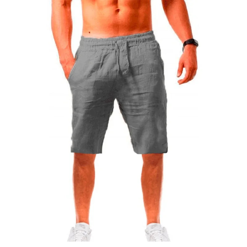Cotton-Linen Drawstring Shorts