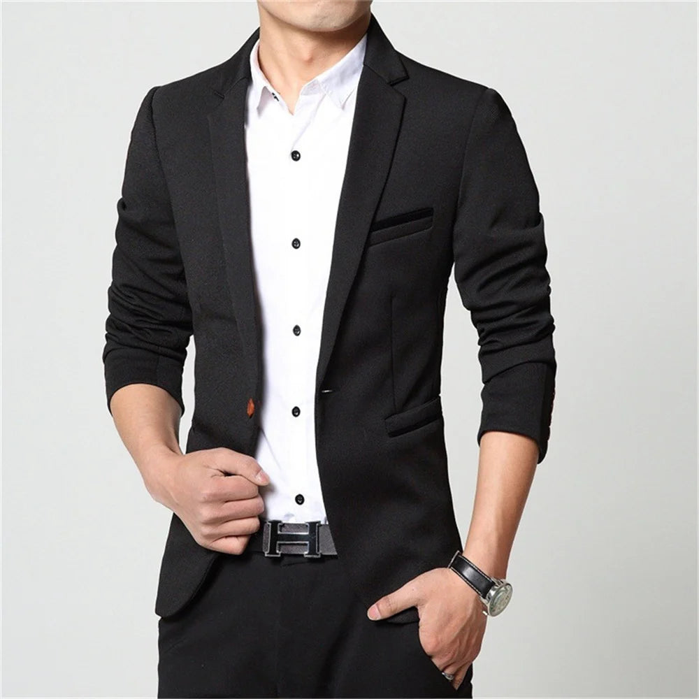 Textured Single-Breasted Blazer