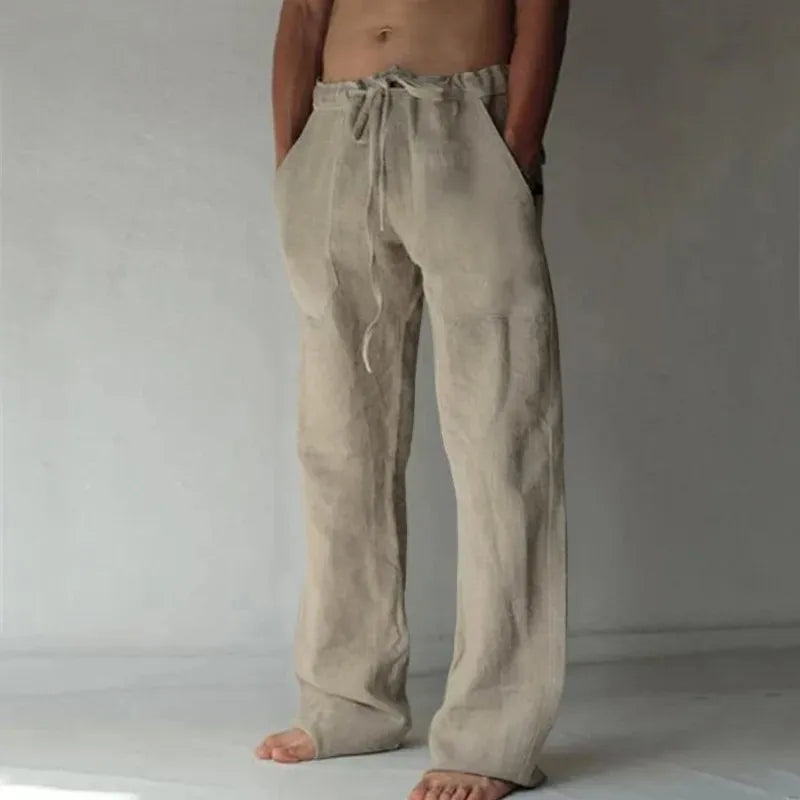 Straight-Leg Cotton Drawstring Trousers
