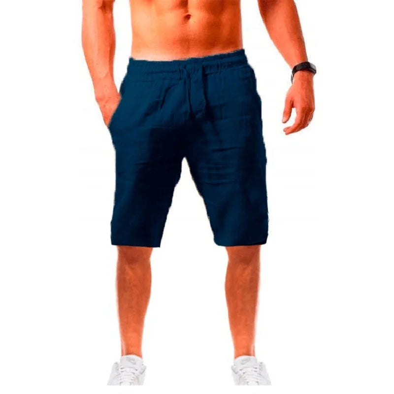 Cotton-Linen Drawstring Shorts