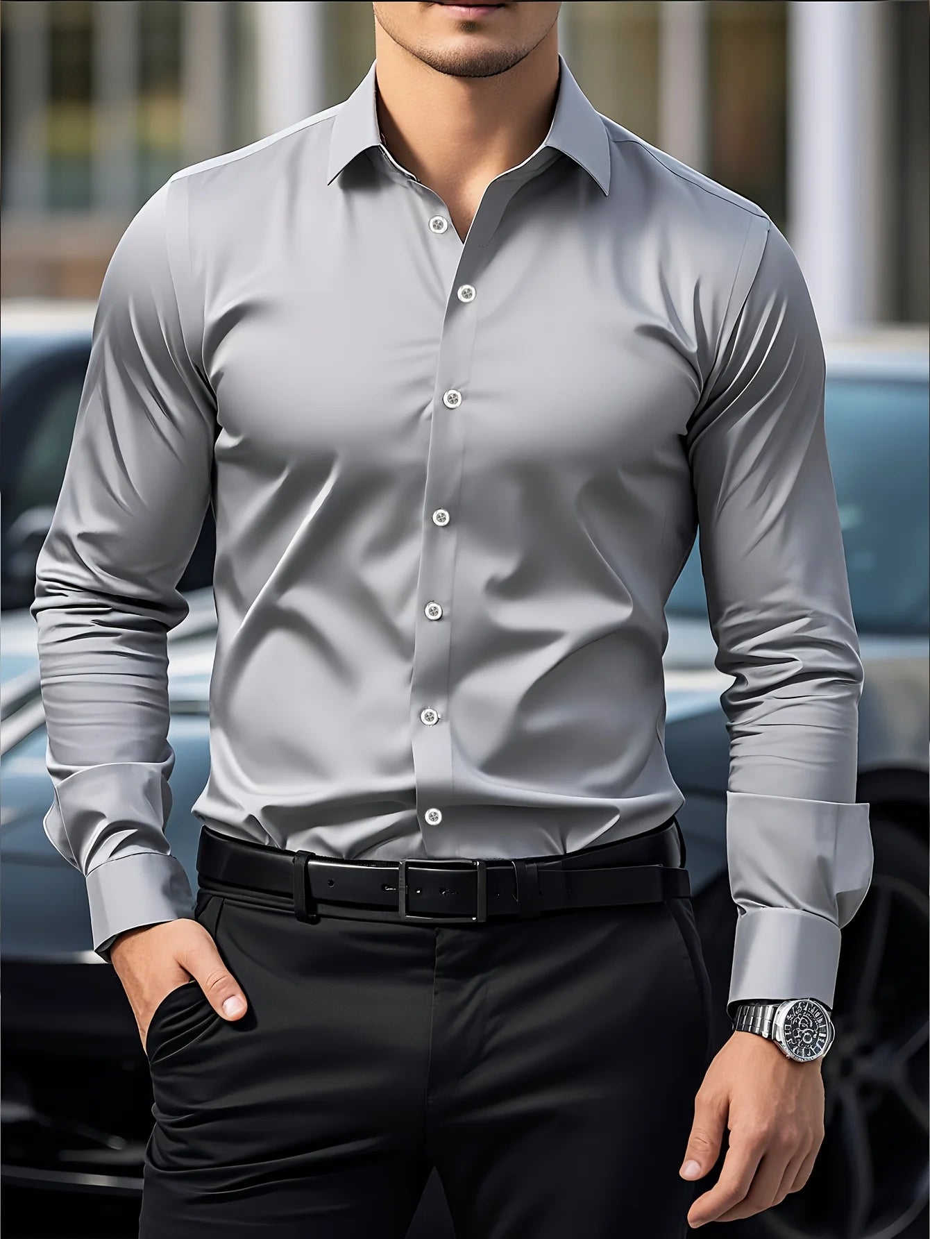Broadcloth Button-Front Shirt