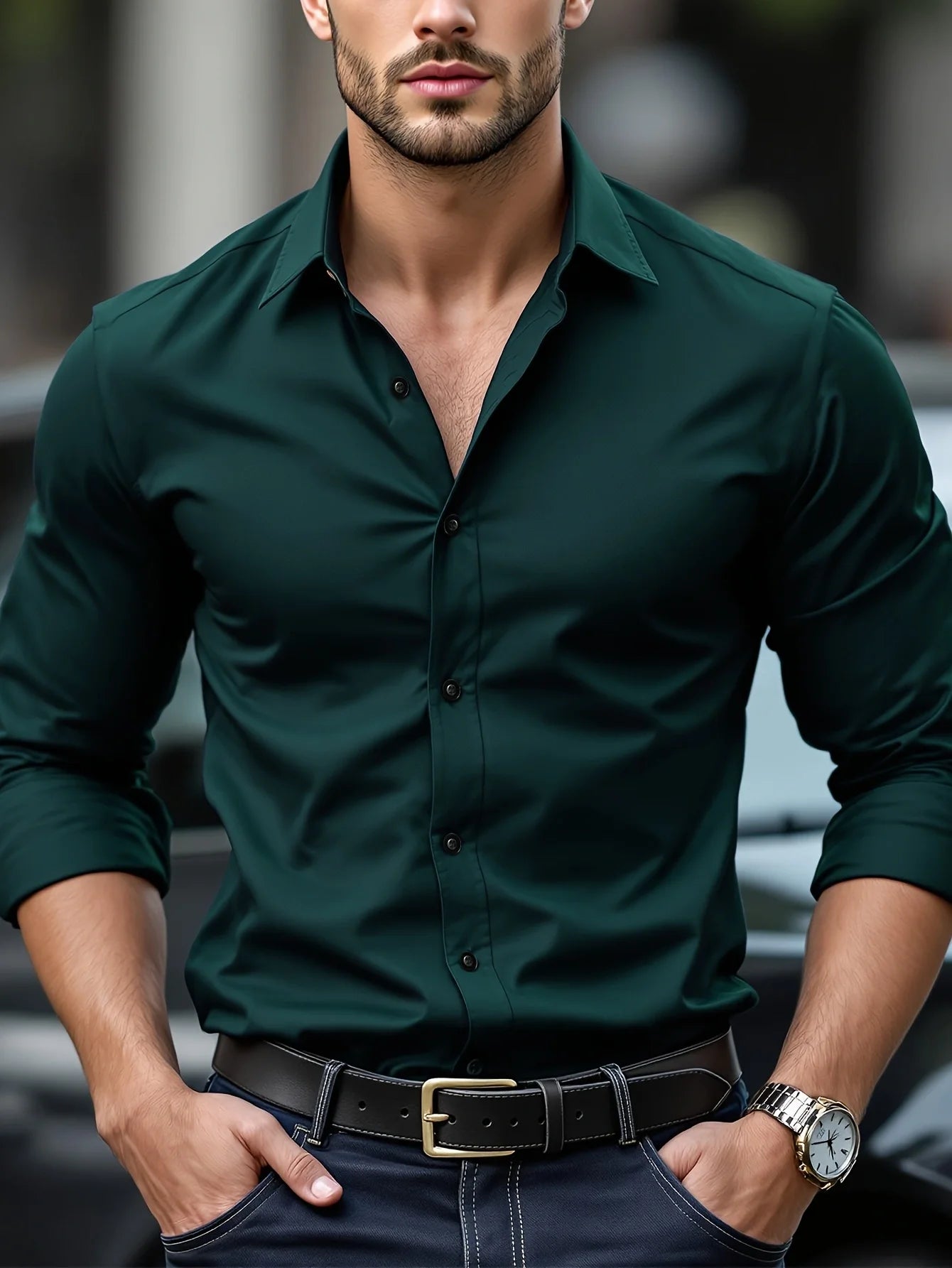 Broadcloth Button-Front Shirt