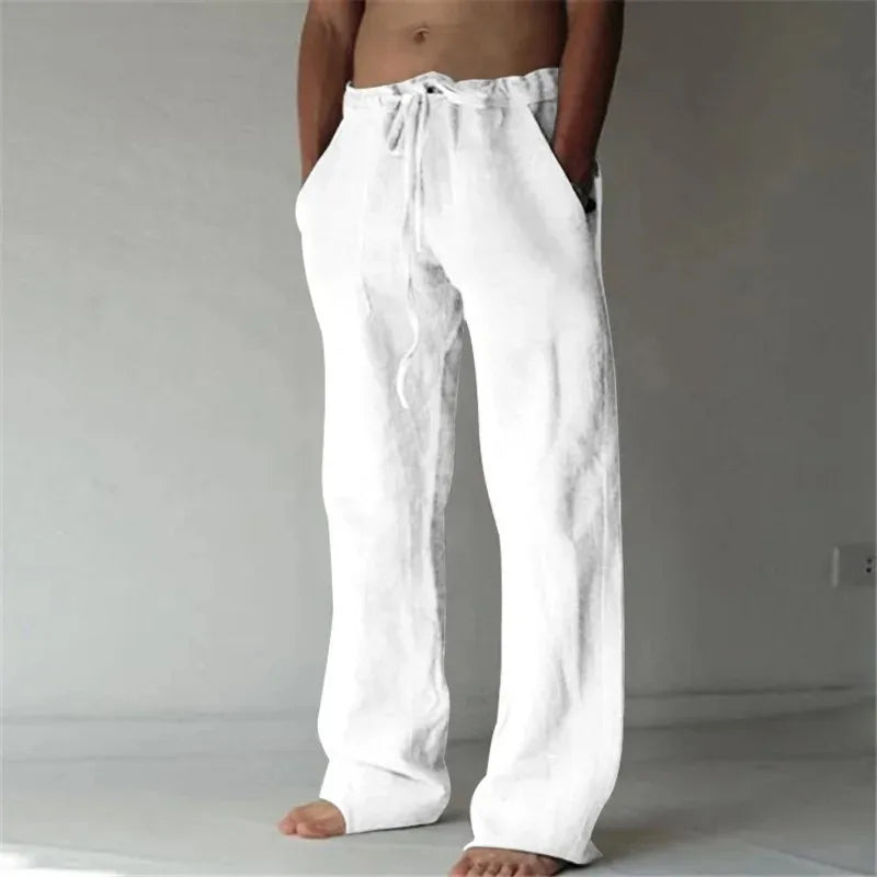 Straight-Leg Cotton Drawstring Trousers