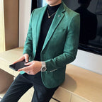 Velvet-Finish Single-Button Blazer