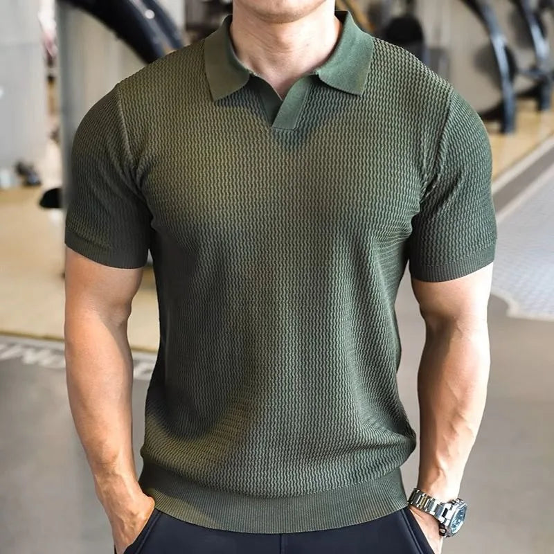 Ribbed Knit Polo