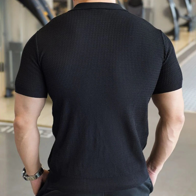 Ribbed Knit Polo
