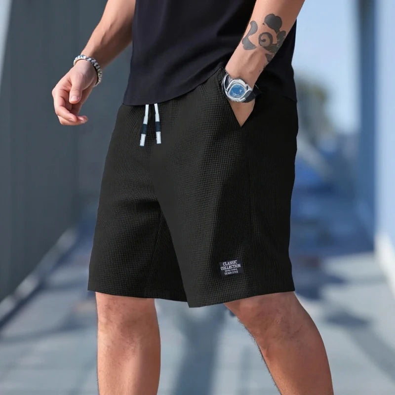 Waffle-Knit Drawstring Shorts