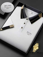 Polo Knit with Contrast Collar and Equestrian Embroidery