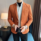 Velvet-Finish Single-Button Blazer