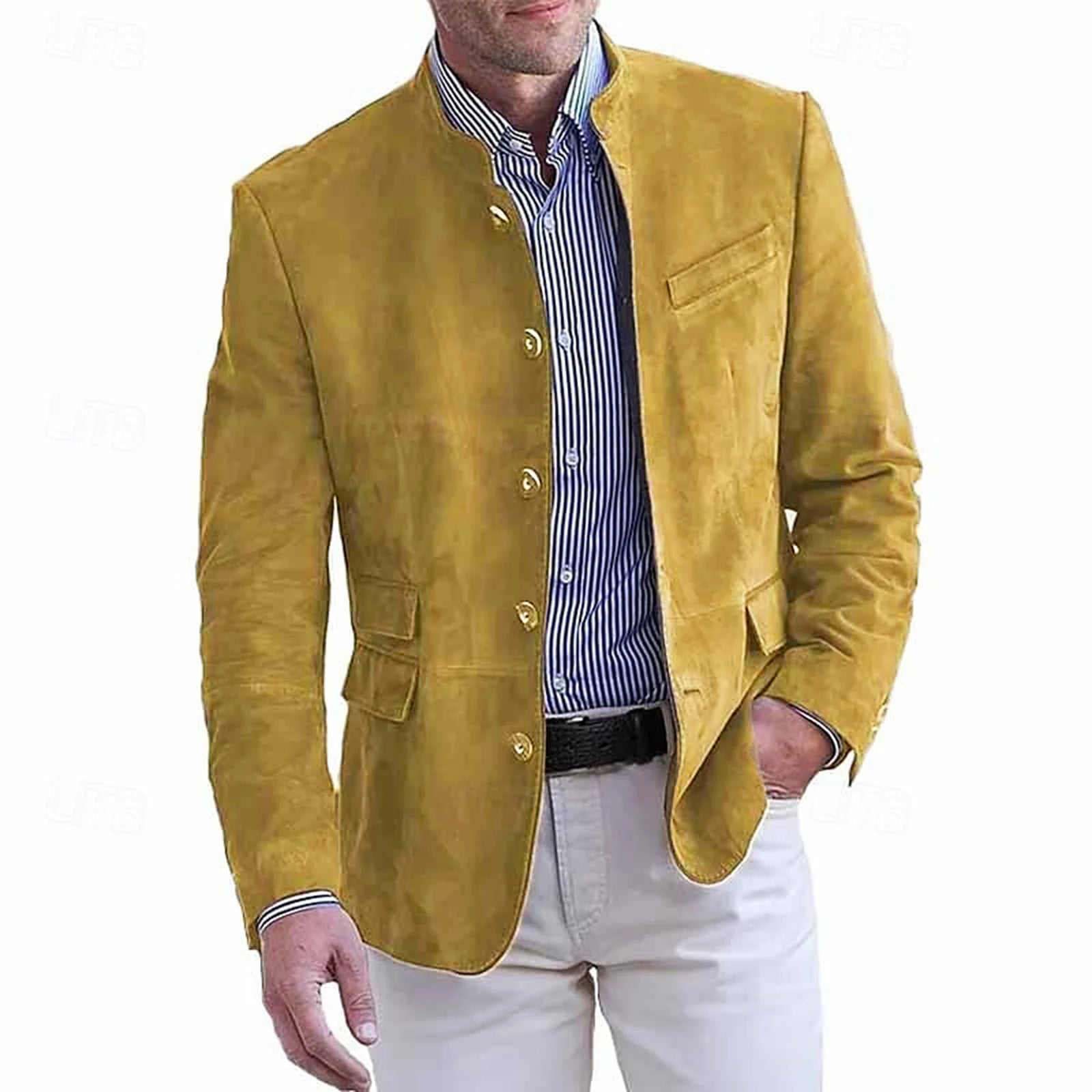 Stand-Collar Single-Button Jacket