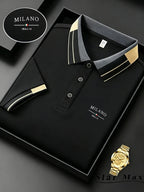 Polo Knit with Contrast Collar and Equestrian Embroidery