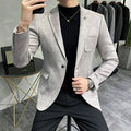 Brushed Suede-Effect Single-Button Blazer