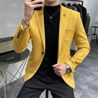 Brushed Suede-Effect Single-Button Blazer