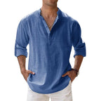Linen-Cotton Popover Shirt