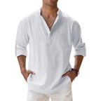 Linen-Cotton Popover Shirt