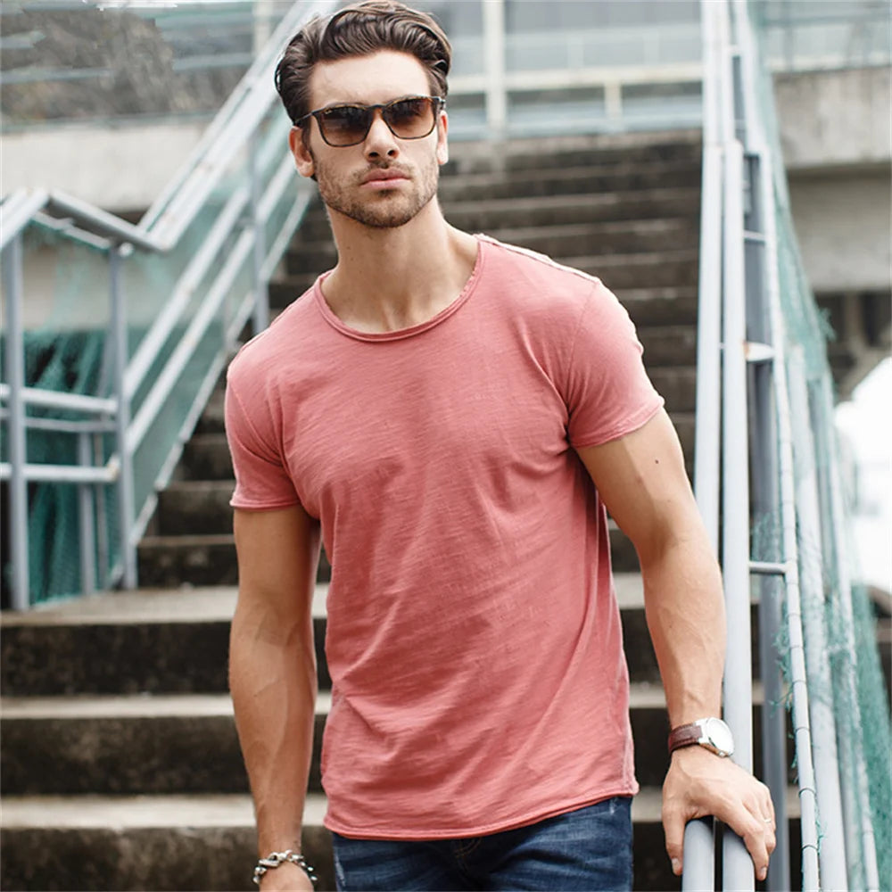 Slub Cotton Crew Neck T-Shirt
