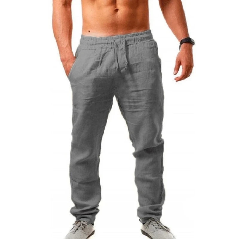 Drawstring Linen-Cotton Trousers