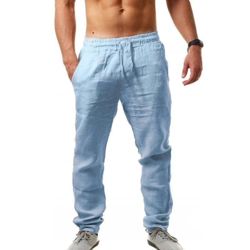 Drawstring Linen-Cotton Trousers