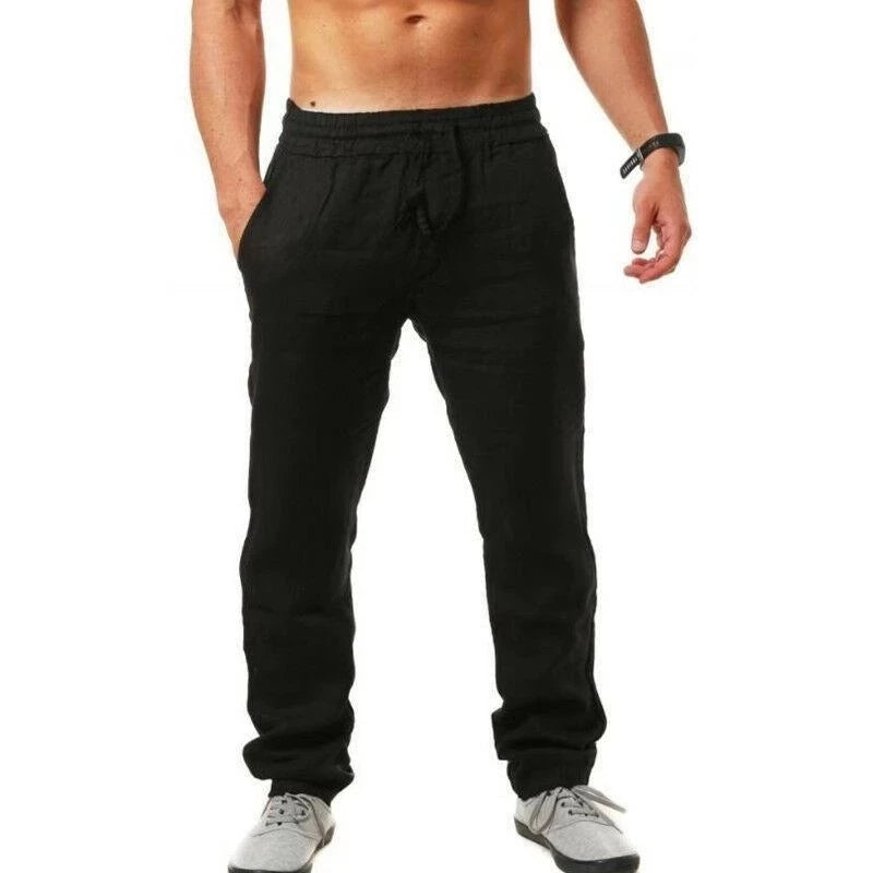 Drawstring Linen-Cotton Trousers