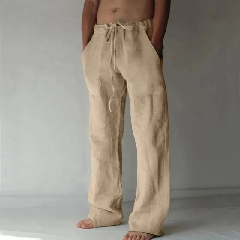 Straight-Leg Cotton Drawstring Trousers