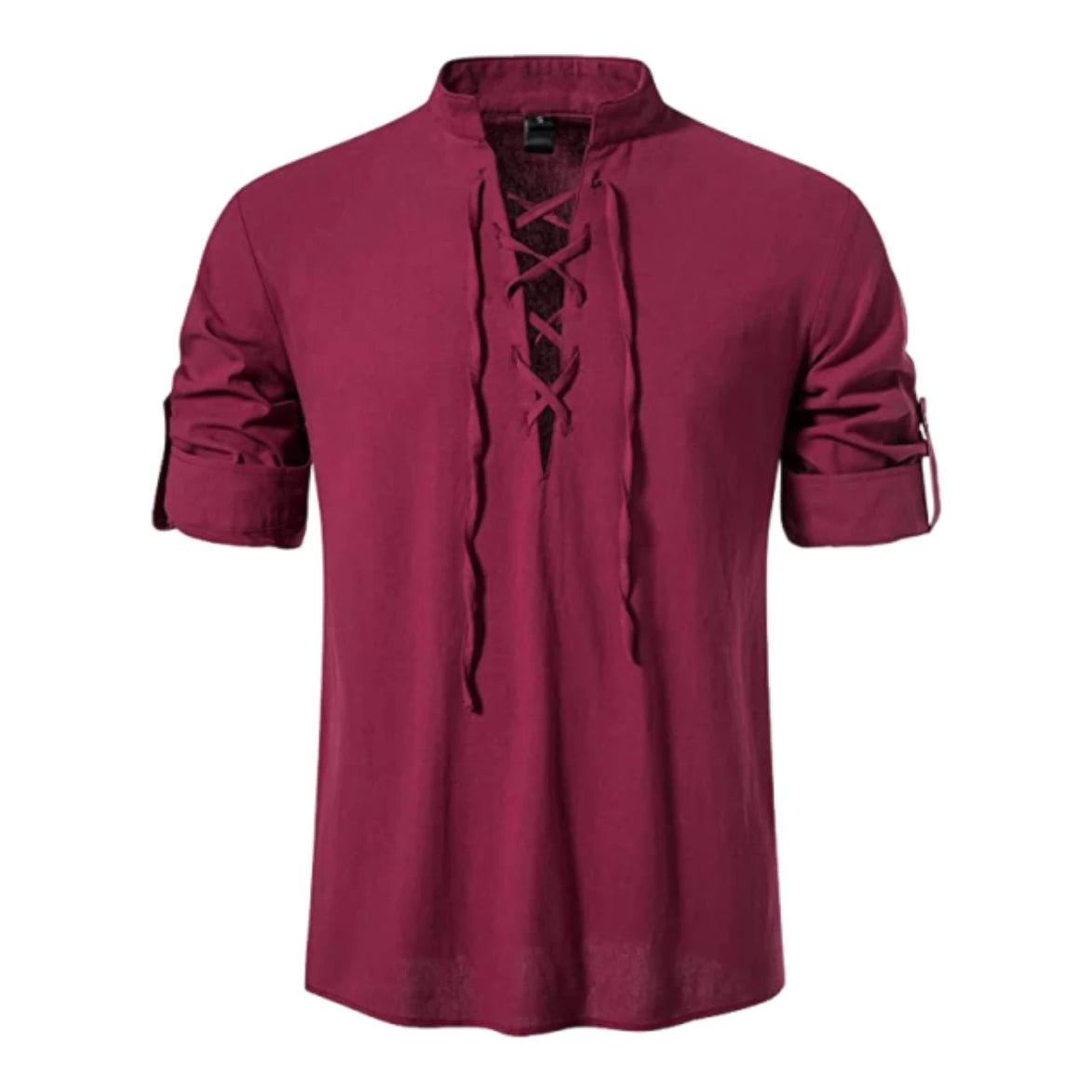 Lace-Up Stand Collar Shirt
