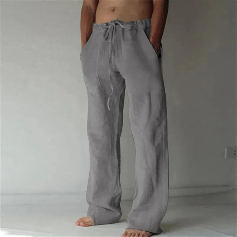Straight-Leg Cotton Drawstring Trousers