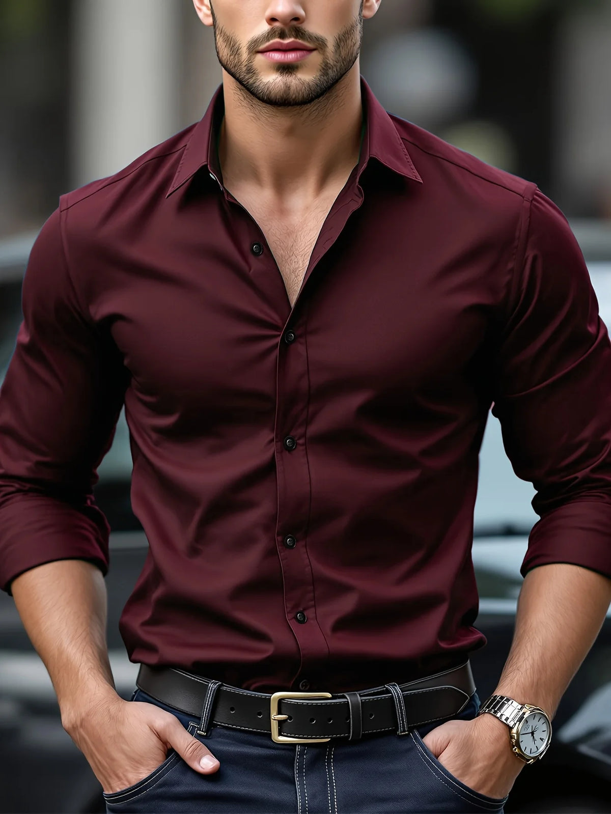 Broadcloth Button-Front Shirt