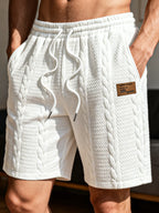 Textured Knit Drawstring Shorts