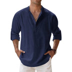 Linen-Cotton Popover Shirt