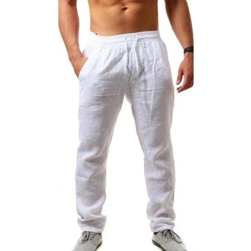 Drawstring Linen-Cotton Trousers