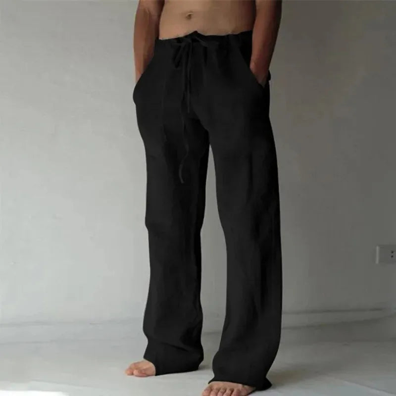 Straight-Leg Cotton Drawstring Trousers