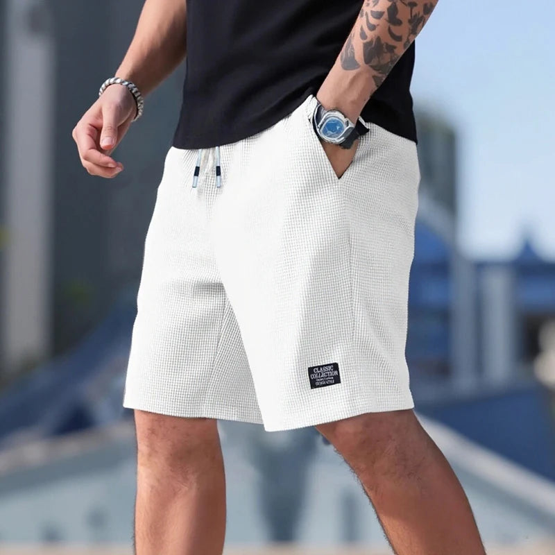 Waffle-Knit Drawstring Shorts