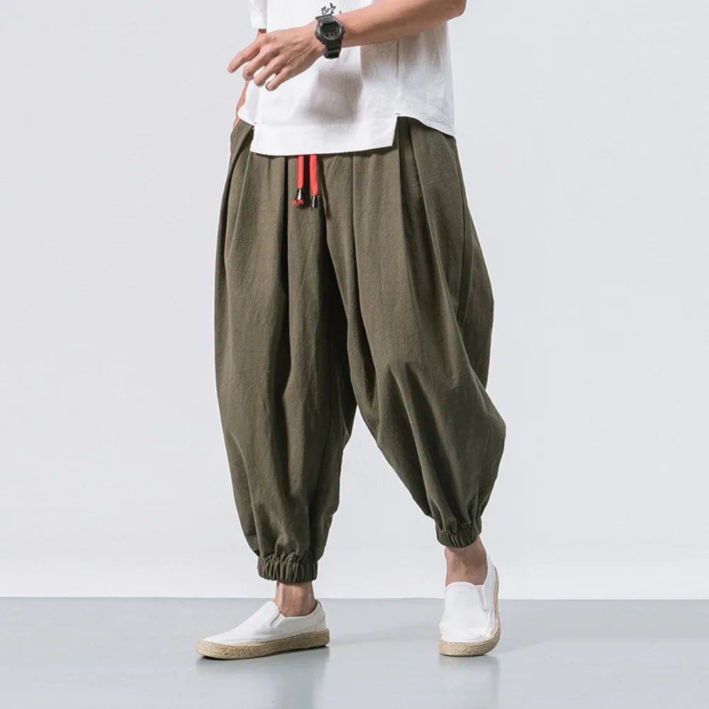 Cotton-Linen Harem Trousers