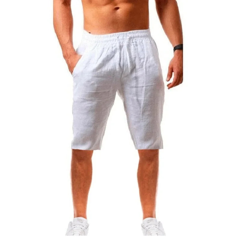 Cotton-Linen Drawstring Shorts