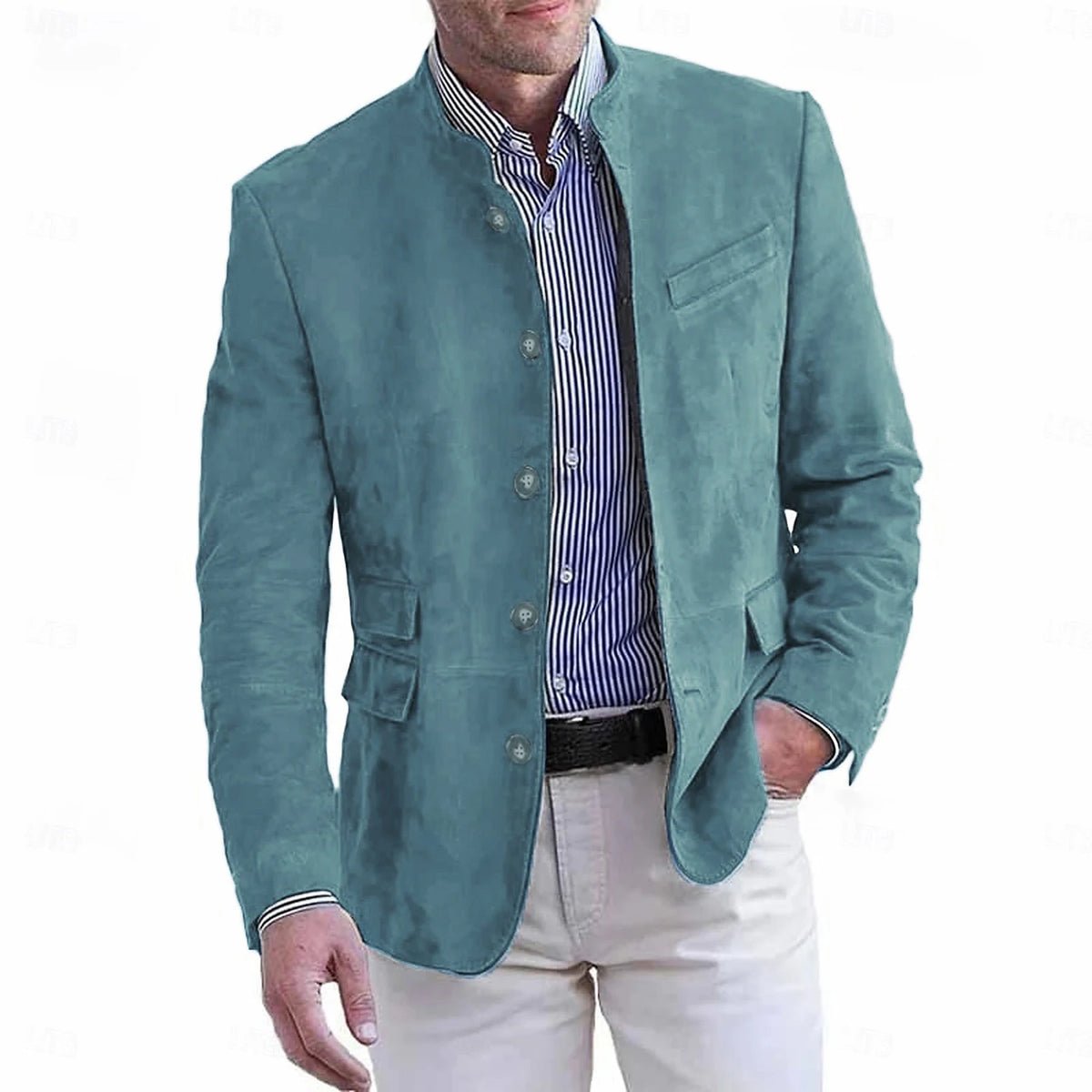 Stand-Collar Single-Button Jacket