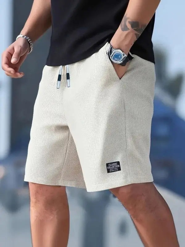 Waffle-Knit Drawstring Shorts