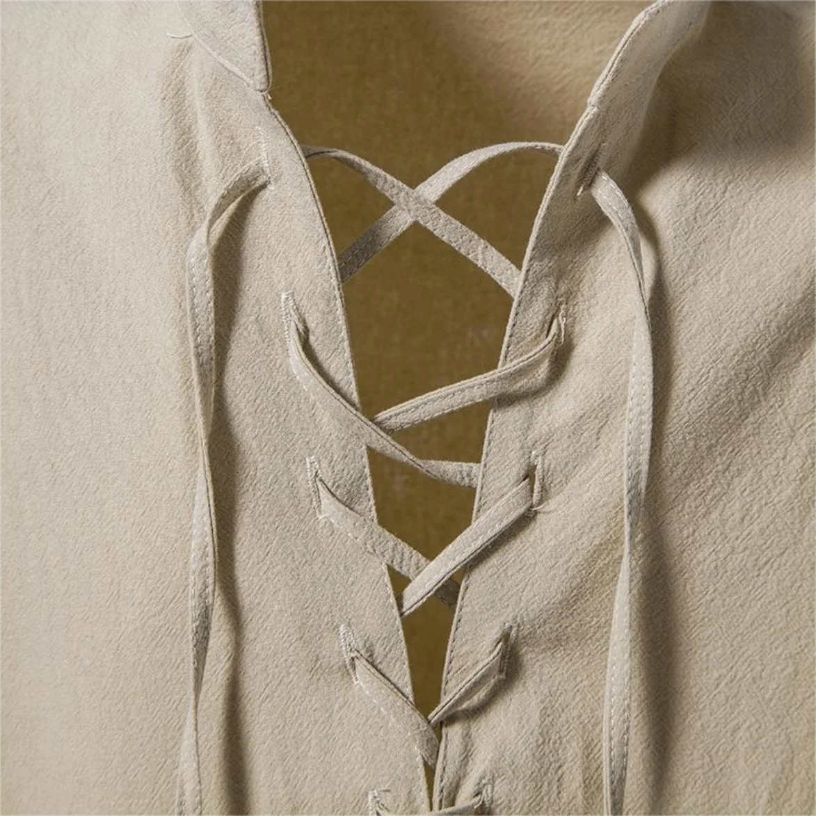 Lace-Up Stand Collar Shirt