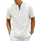 Linen-Cotton Henley Shirt