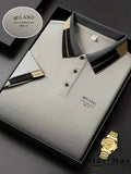 Polo Knit with Contrast Collar and Equestrian Embroidery